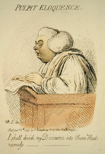 Kanzel-Redekunst, veröffentlicht von Hannah Humphrey im Jahr 1795 (Detail) von James Gillray