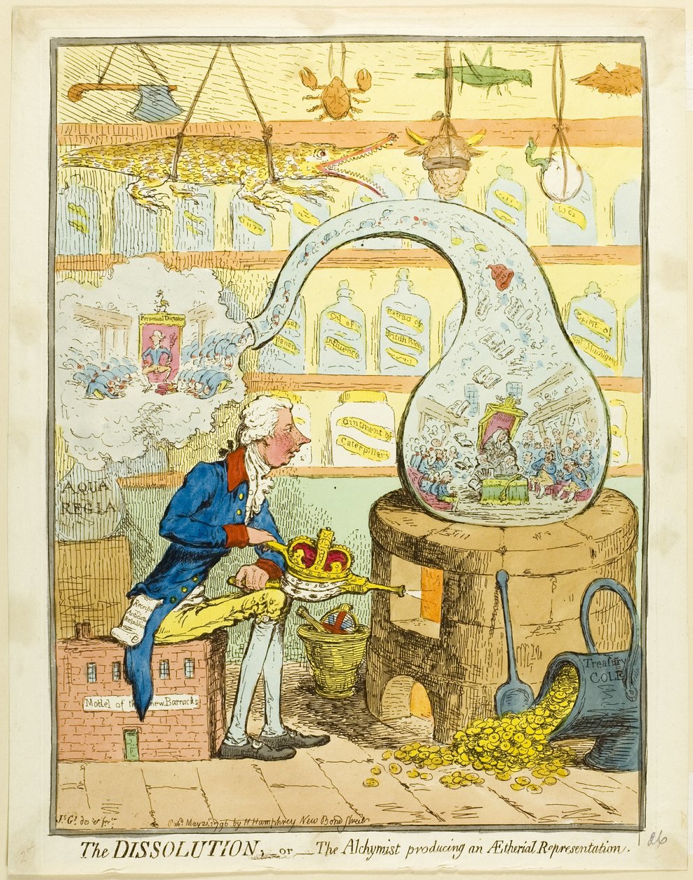 Die Auflösung; oder Der Alchemist erzeugt eine ätherische Darstellung von James Gillray
