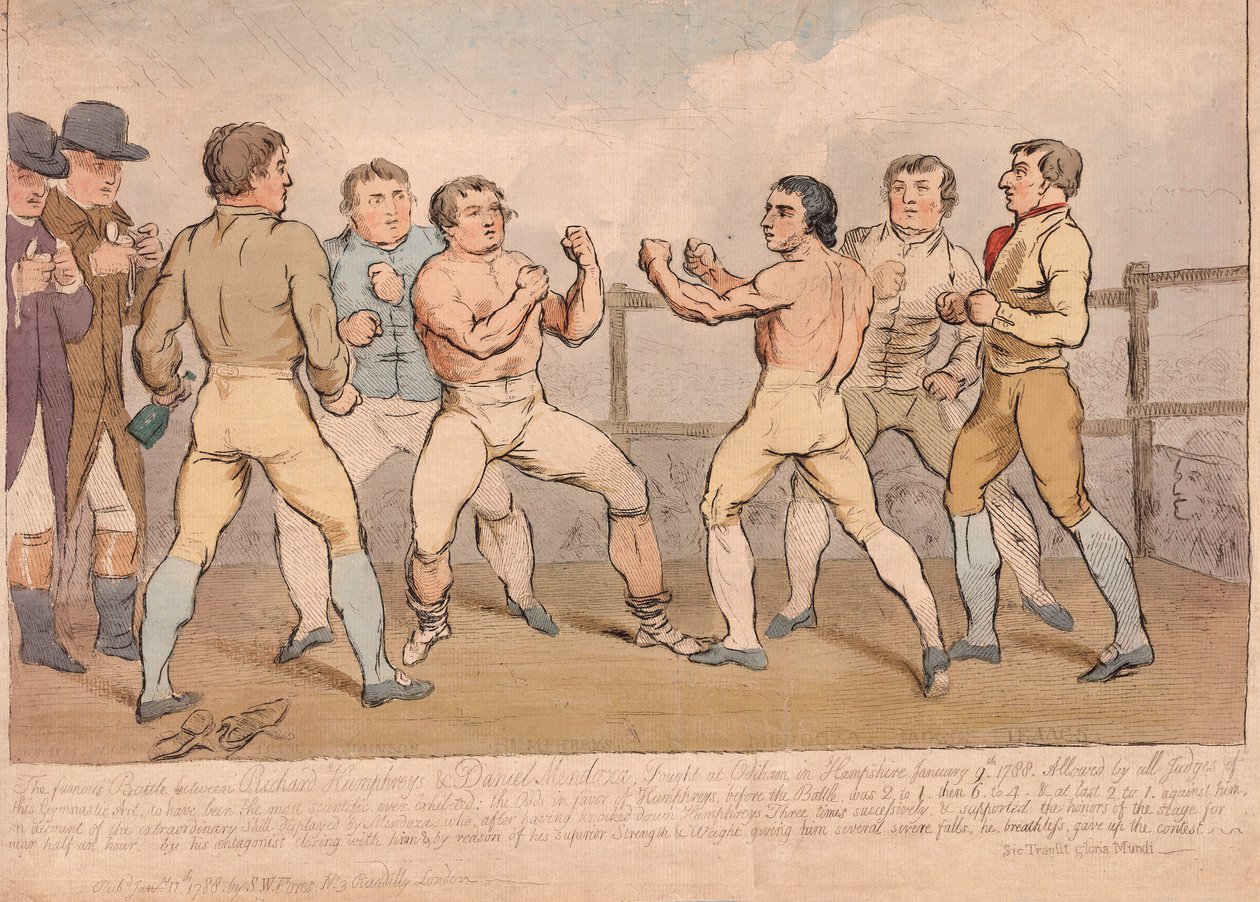 Die berühmte Schlacht zwischen Richard Humphreys und Daniel Mendoza, 9. Januar 1788 von James Gillray