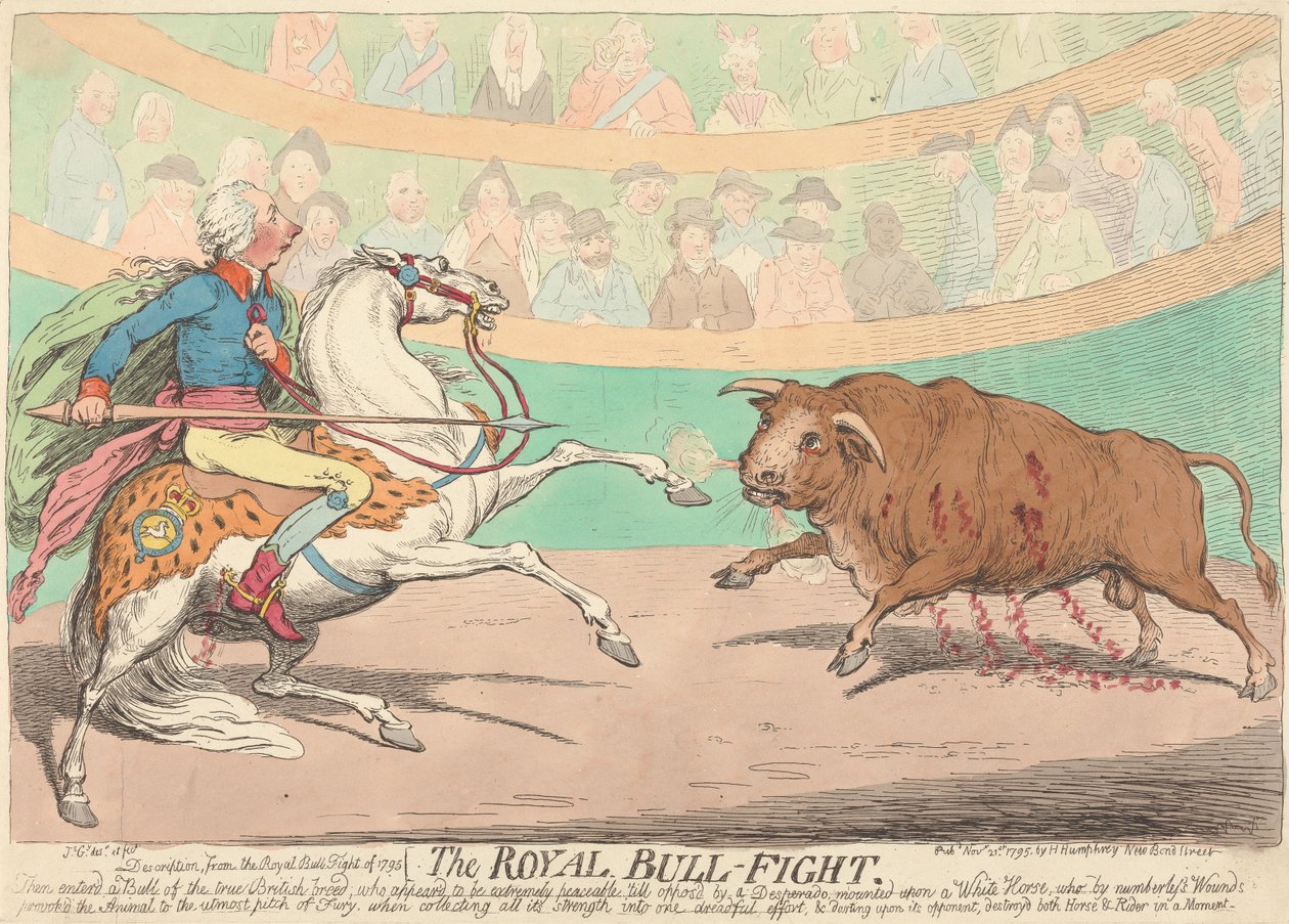 Der königliche Stierkampf von James Gillray