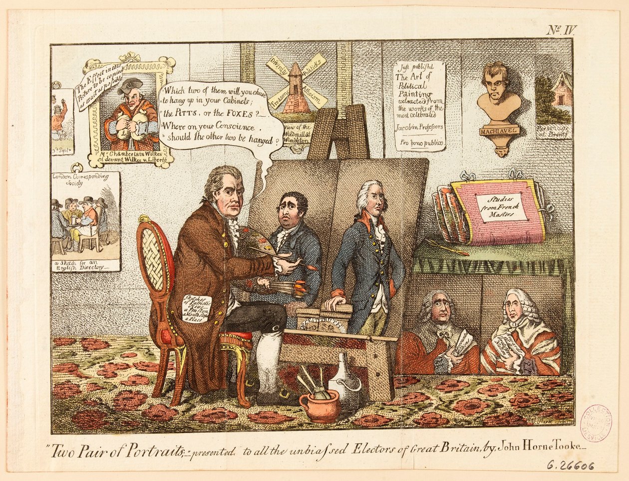 Zwei Paar Porträts: präsentiert allen unvoreingenommenen Wählern Großbritanniens von John Horne Tooke von James Gillray