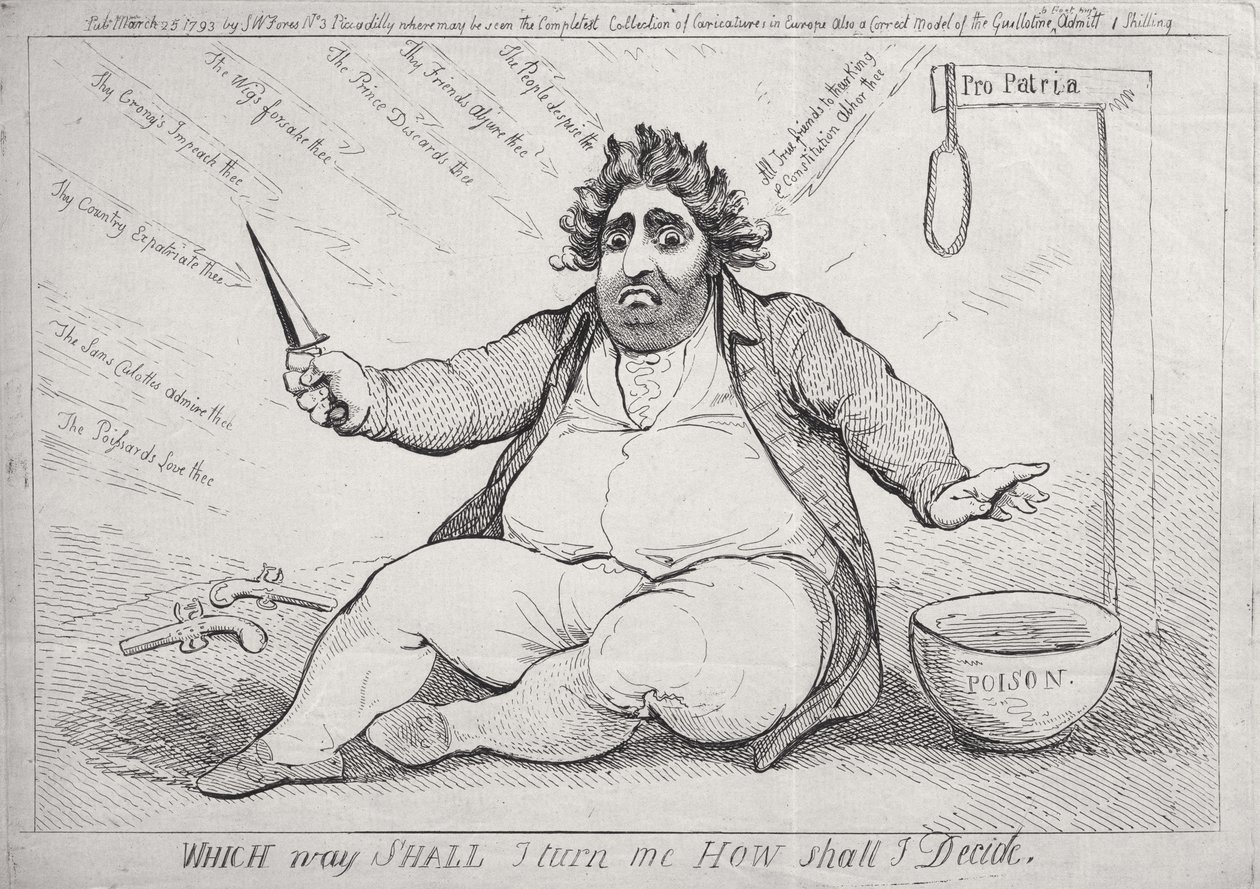 Wohin soll ich mich wenden, wie soll ich entscheiden, veröffentlicht von S.W. Fores im Jahr 1793 von James Gillray