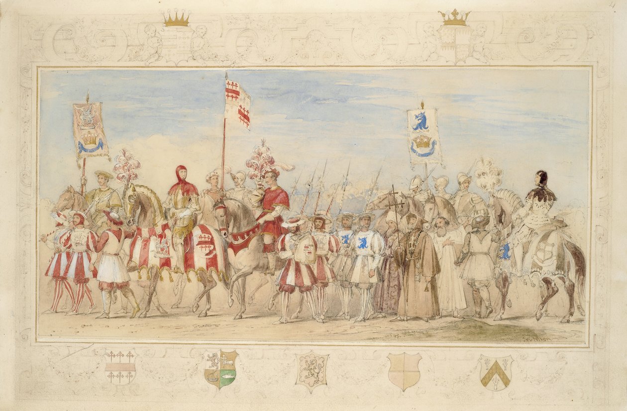 William Earl of Craven, Ritter des Greifen und Henry de la Poer Beresford, Marquis von Waterford, Ritter des Drachen, 1839 von James Henry Nixon