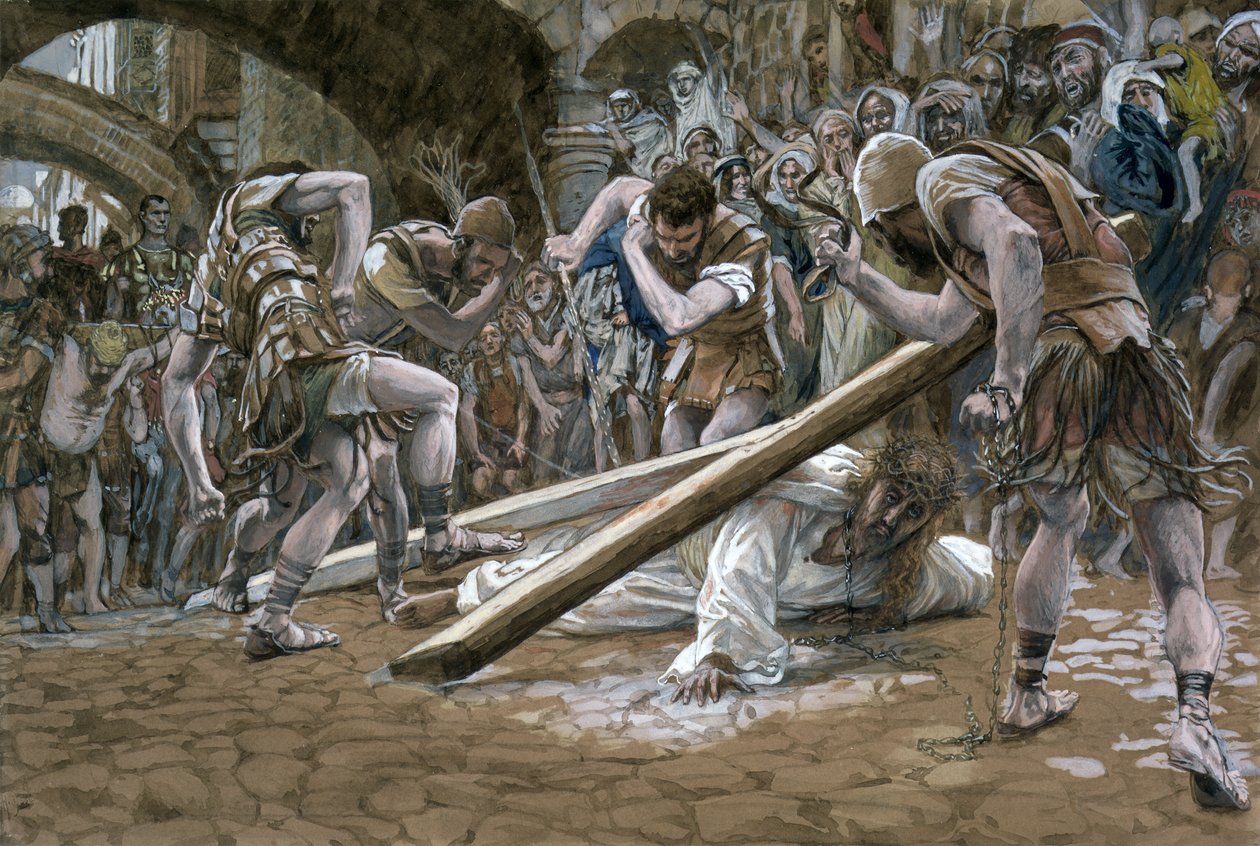 Christus fällt unter dem Kreuz, Illustration für Das Leben Christi von James Jacques Joseph Tissot