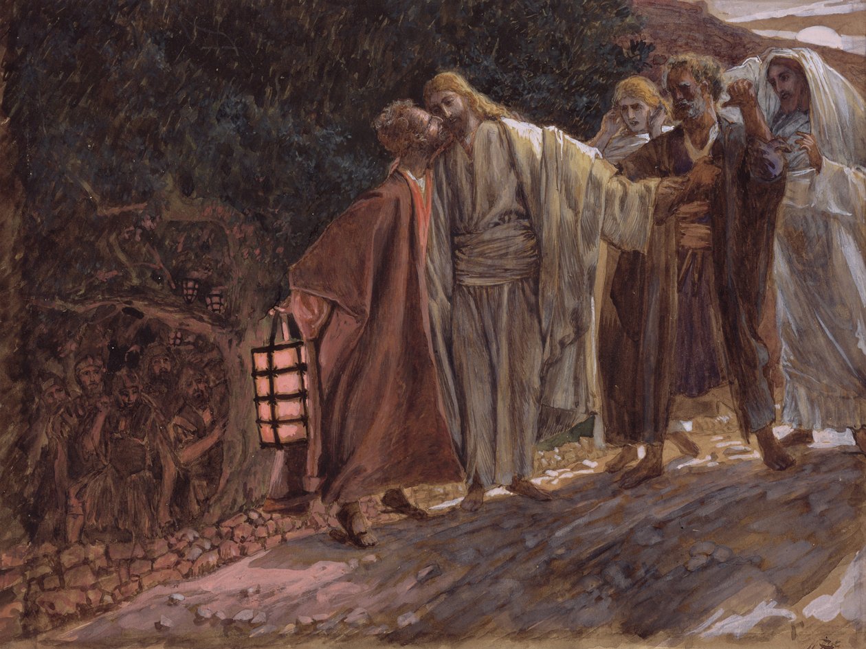 Sei gegrüßt, Meister, und er küsste ihn, Illustration für Das Leben Christi von James Jacques Joseph Tissot
