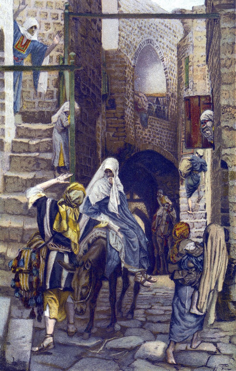 Der heilige Joseph sucht eine Herberge in Bethlehem - aus „Das Leben unseres Herrn Jesus Christus“ - 1899 von James Tissot von James Jacques Joseph Tissot