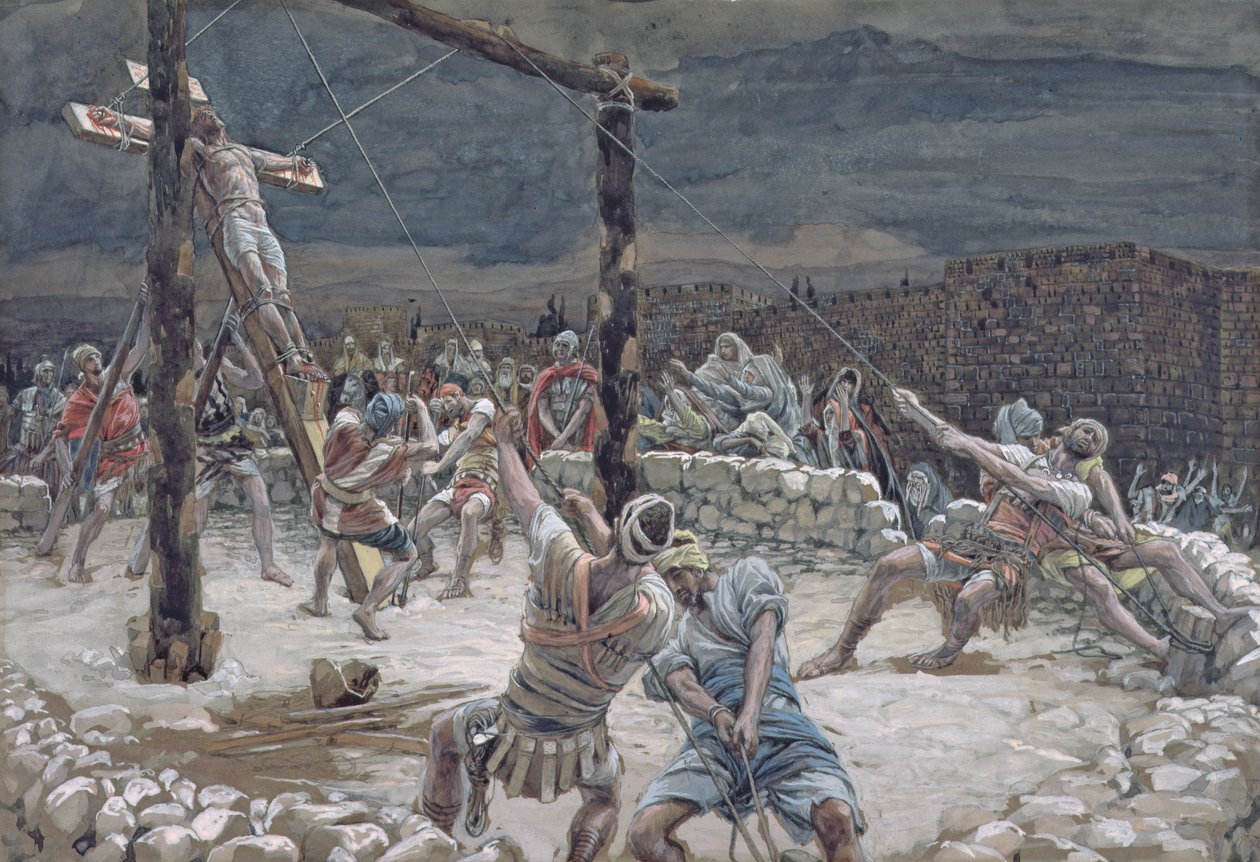 Das Aufrichten des Kreuzes, Illustration für Das Leben Christi, ca. 1886-94 von James Jacques Joseph Tissot