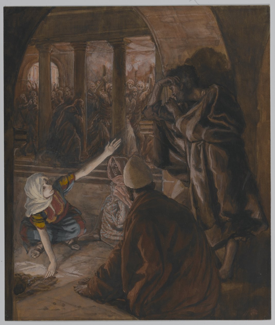 Die dritte Verleugnung des heiligen Petrus - Jesu Blick des Vorwurfs, Illustration aus Das Leben unseres Herrn Jesus Christus, 1886-94 von James Jacques Joseph Tissot