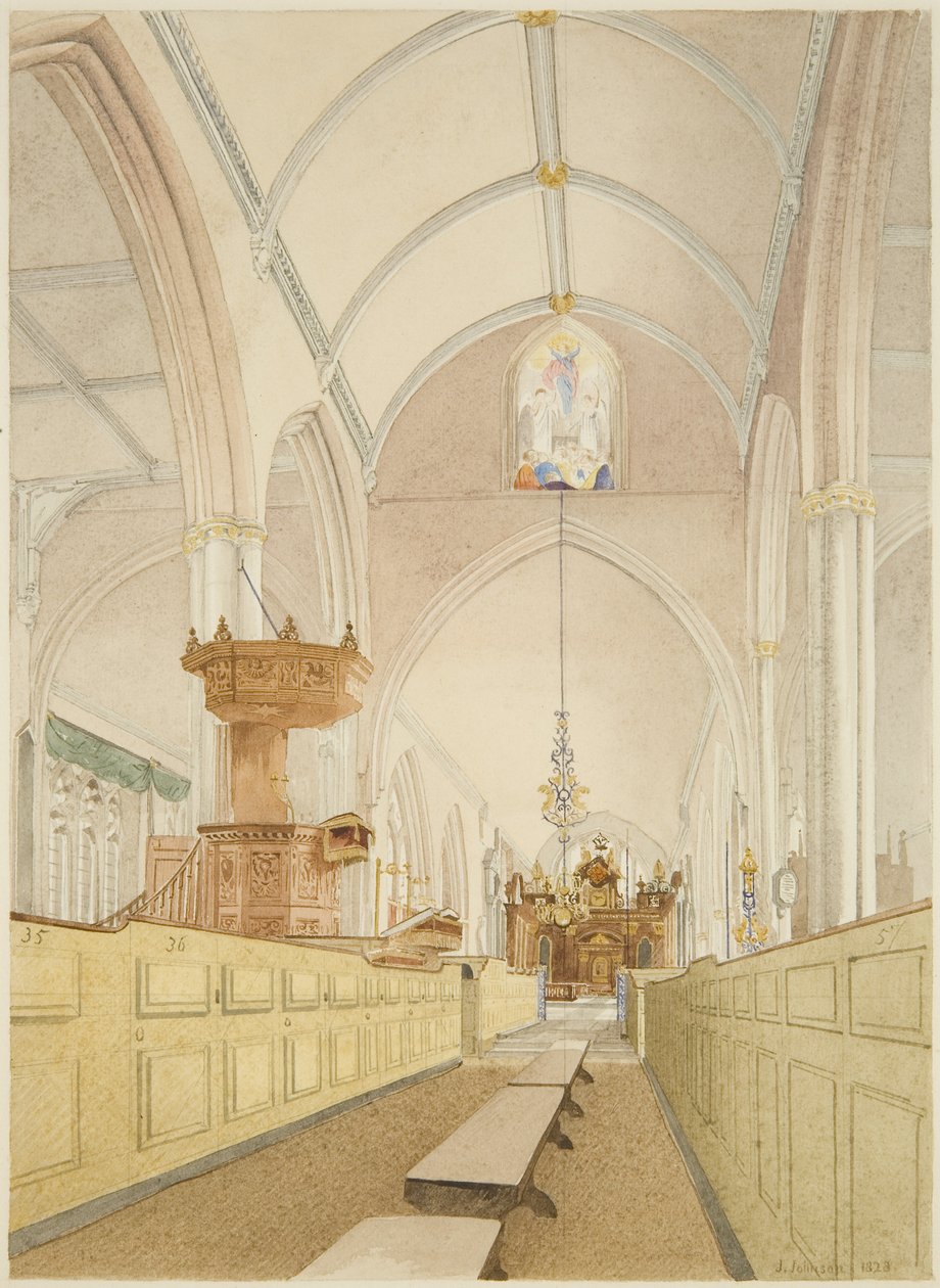 Innenraum der Temple Church, Blick nach Osten von James Johnson