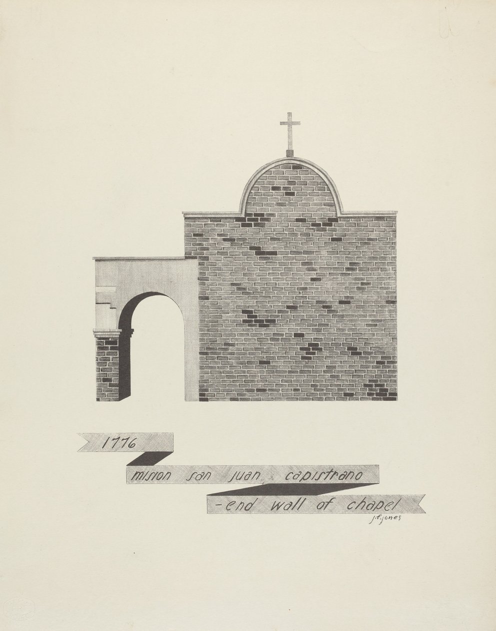 Mision San Juan Capistrano - Ende der Kapellenwand von James Jones