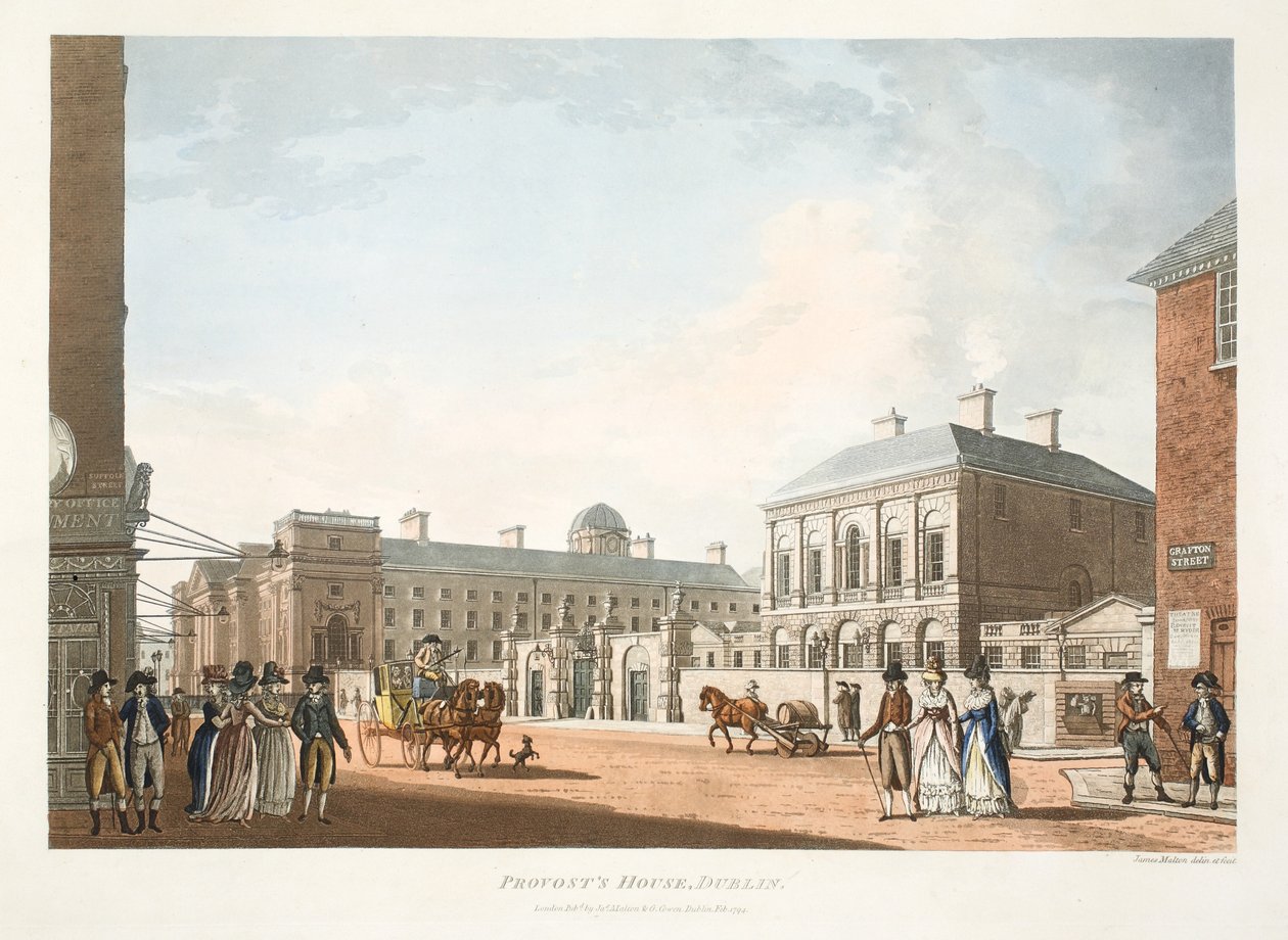 Haus des Provosts, Dublin, 1794 (handkolorierter Stich) von James Malton