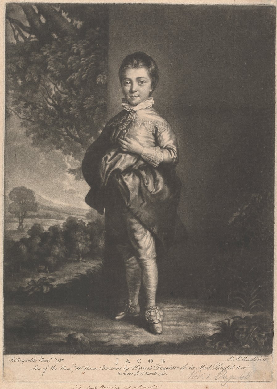 Jacob, Sohn des ehrenwerten William Bouverie von James McArdell