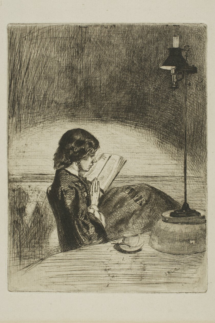 Lesen bei Lampenlicht von James Abbott McNeill Whistler