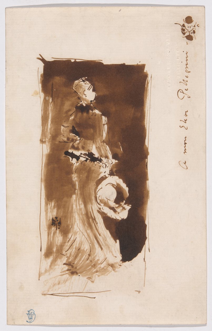 Skizze nach "Arrangement in Brown and Black: Porträt von Miss Rosa Corder" von James McNeill Whistler