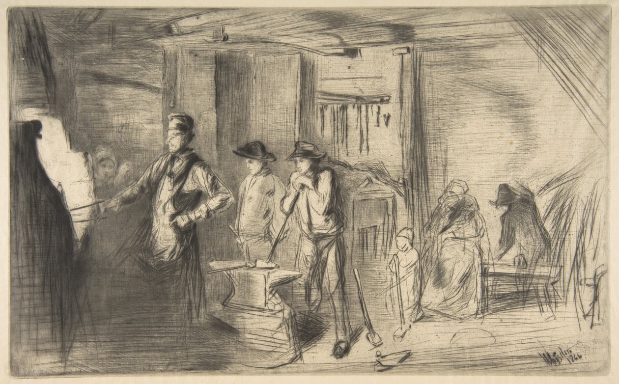 Die Schmiede, aus "Eine Serie von Sechzehn Radierungen von Szenen an der Themse und anderen Motiven" von James McNeill Whistler