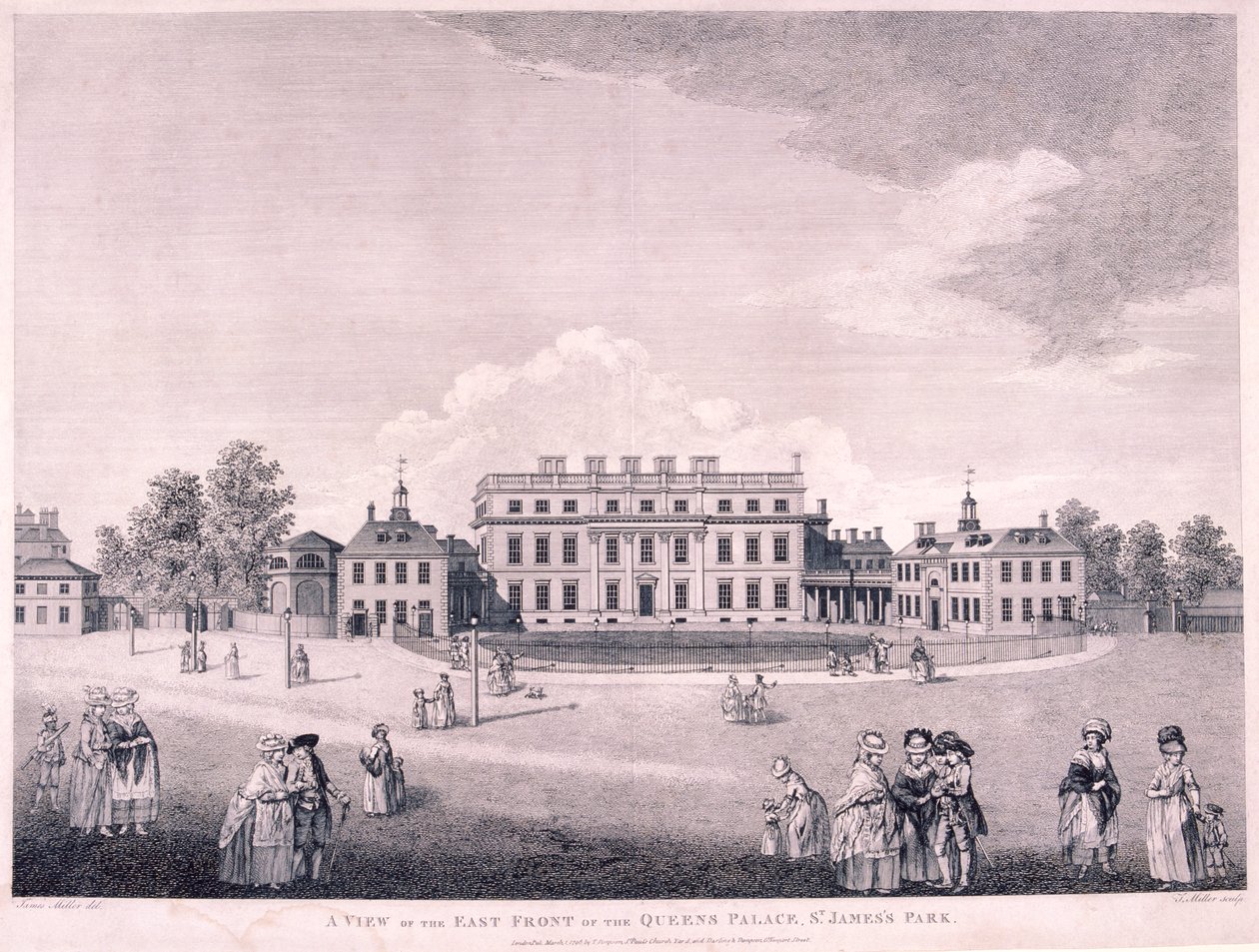 Ostfront des Buckingham House, Westminster, London, 1796 von James Miller
