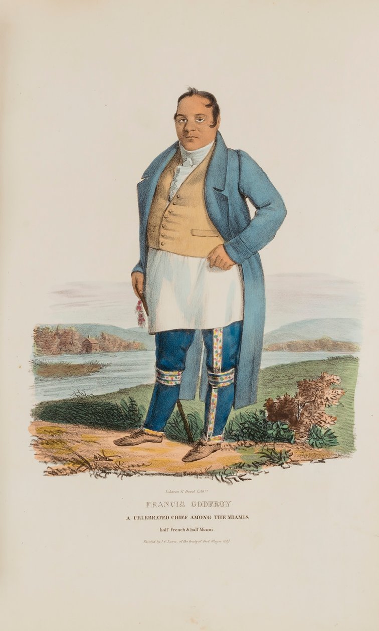 FRANCIS GODFROY; Ein berühmter Häuptling unter den Miamis, aus Das Aboriginal Portfolio von James Otto Lewis