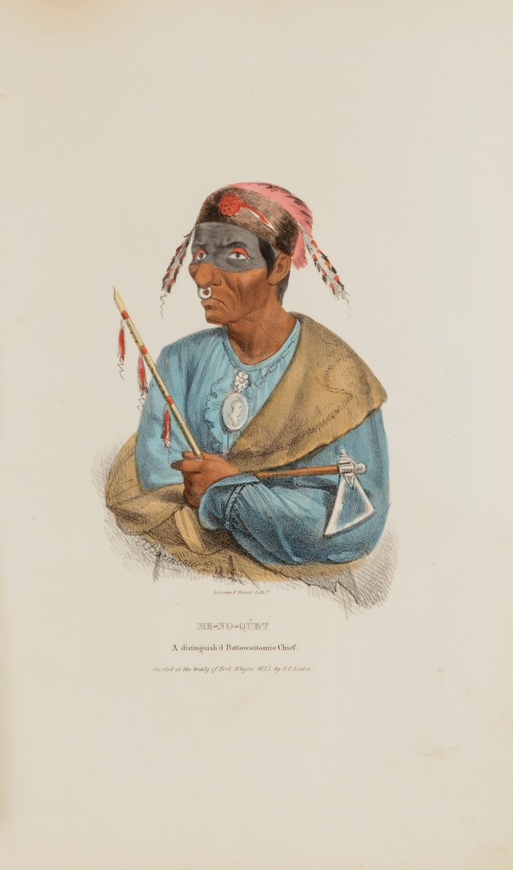 ME-NO-QUET; Ein angesehener Pottowattomie-Häuptling, aus The Aboriginal Portfolio von James Otto Lewis