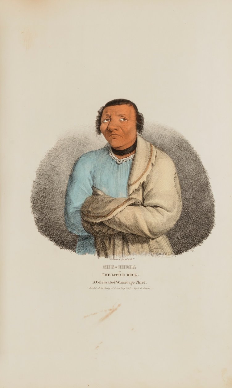 SHE-SHEBA oder Die kleine Ente; Ein berühmter Winnebago-Häuptling, aus dem Aboriginal Portfolio von James Otto Lewis