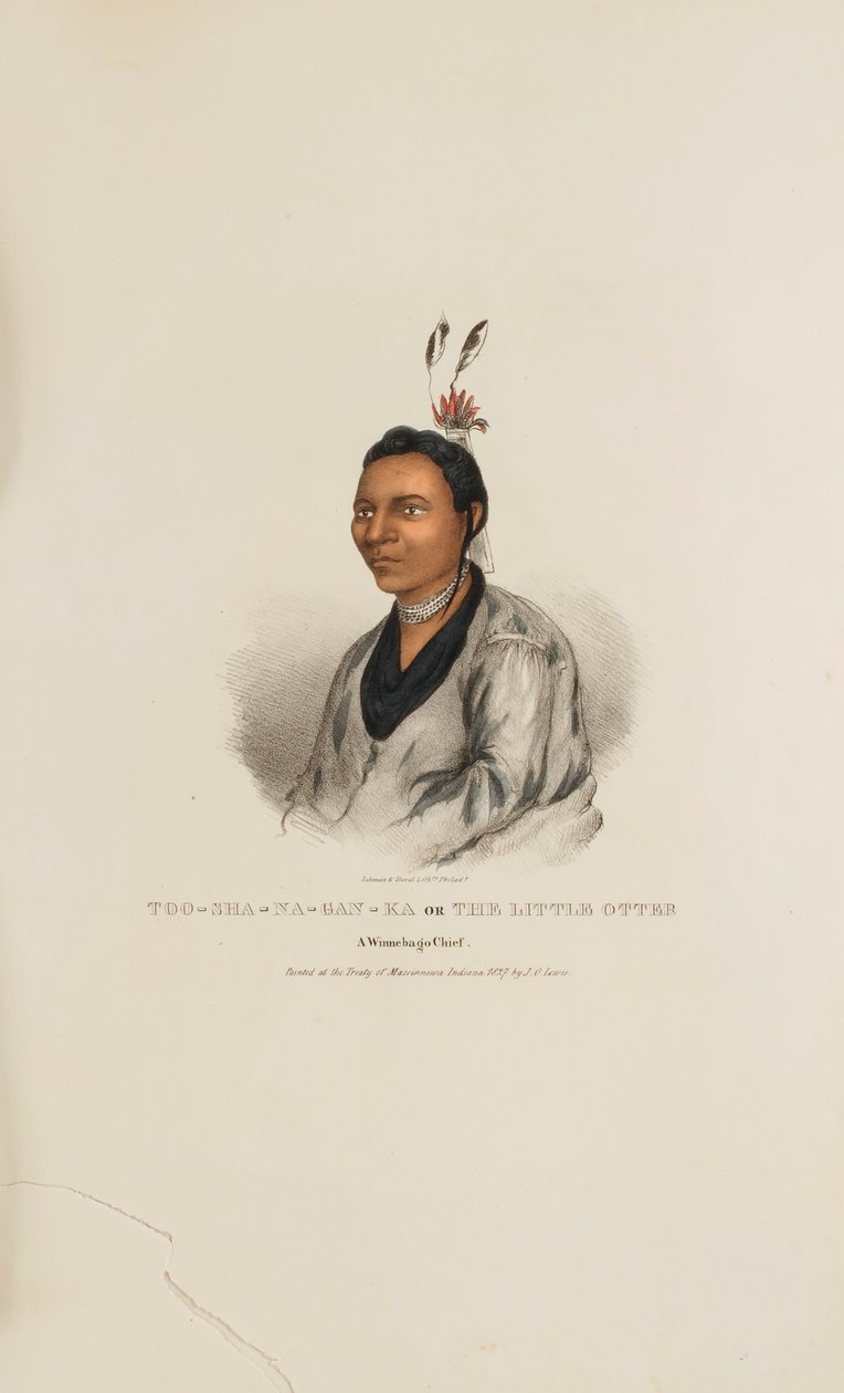 TOO-SHA-NA-GAN-KA oder Der kleine Otter; Ein Winnebago-Häuptling, aus dem Aboriginal Portfolio von James Otto Lewis