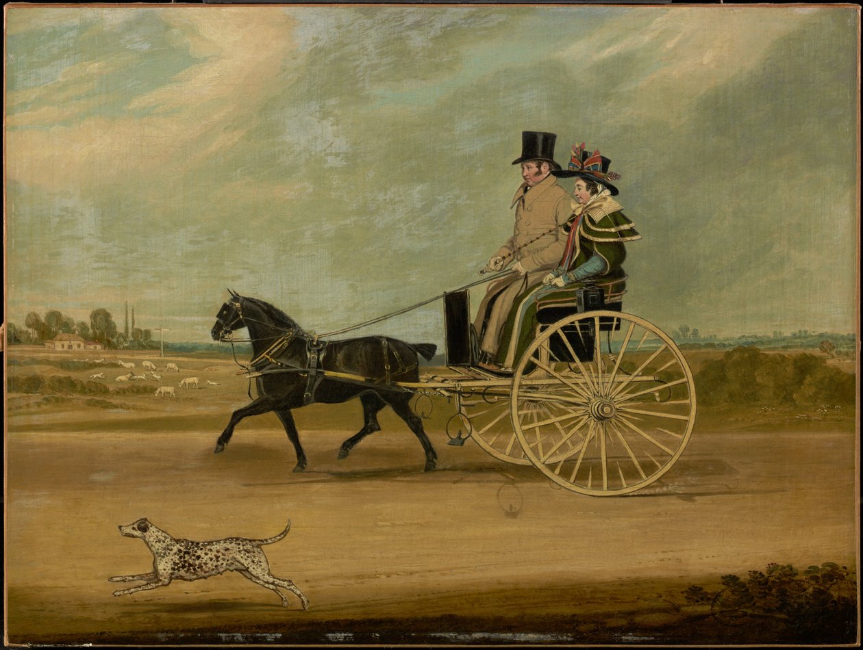 Tom Thumb mit Peter Brown und seiner Frau in einer Kutsche von James Pollard