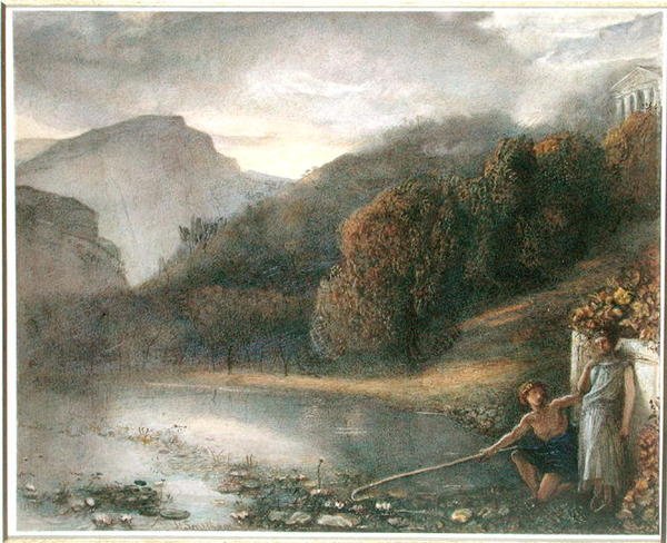 Landschaft mit einem Tempel und pastoralen Figuren von James Smetham