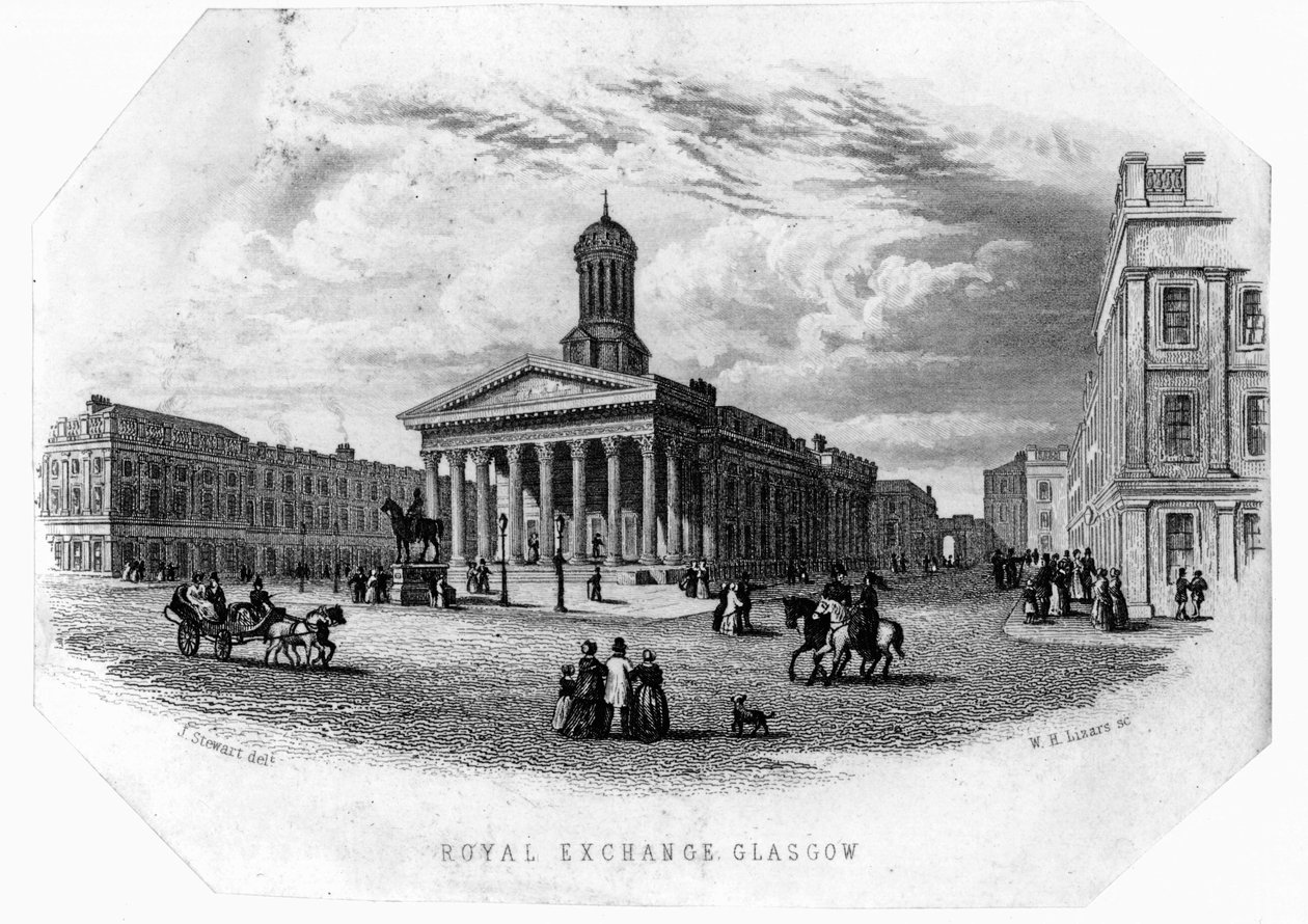 Die Royal Exchange, Glasgow, graviert von William Home Lizars von James Stewart