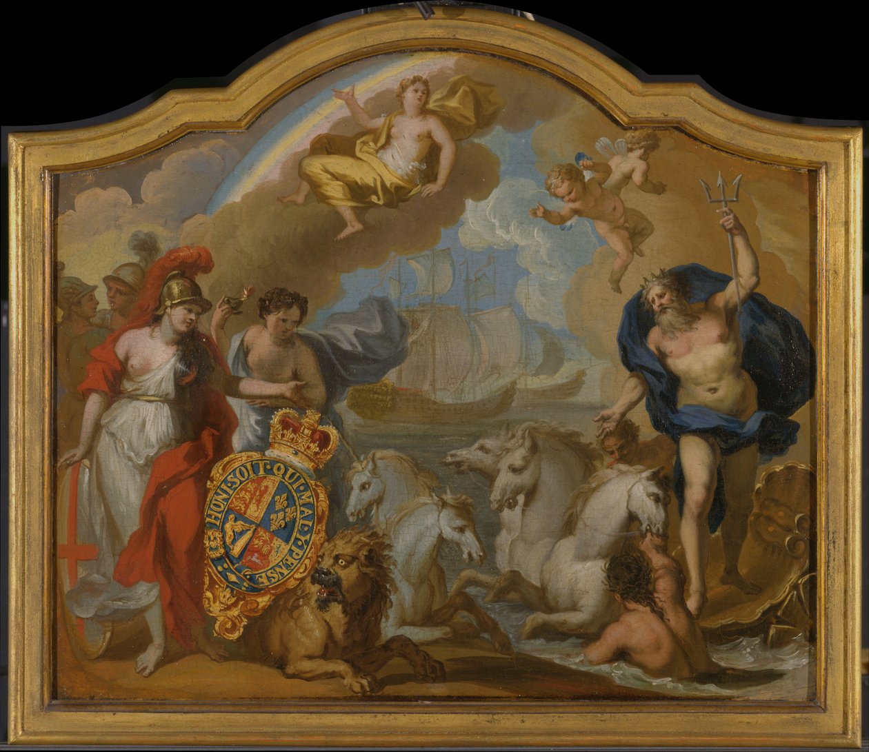 Allegorie der Macht Großbritanniens zur See, Entwurf für ein dekoratives Panel für die Zeremonienkutsche von George I von James Thornhill