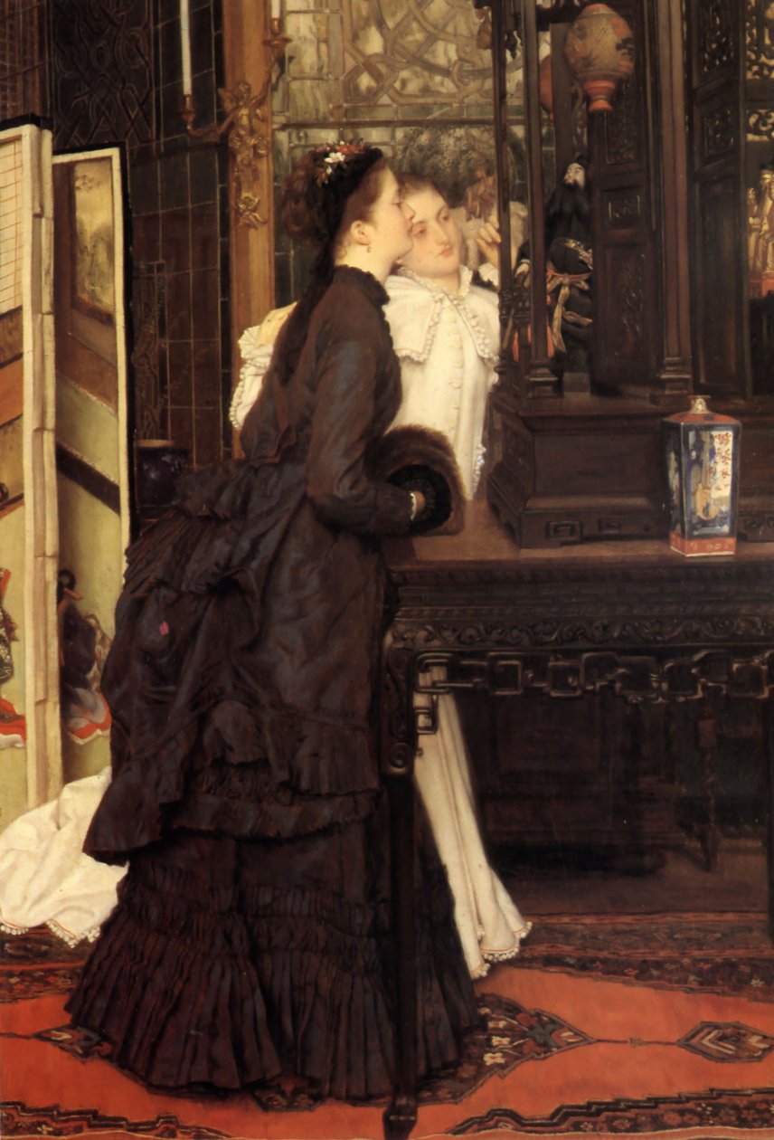Junge Damen bewundern japanische Objekte von James Tissot