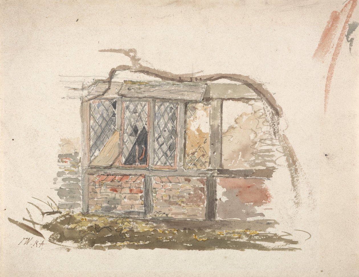 Eine Hütte mit Wand und Fenster von James Ward