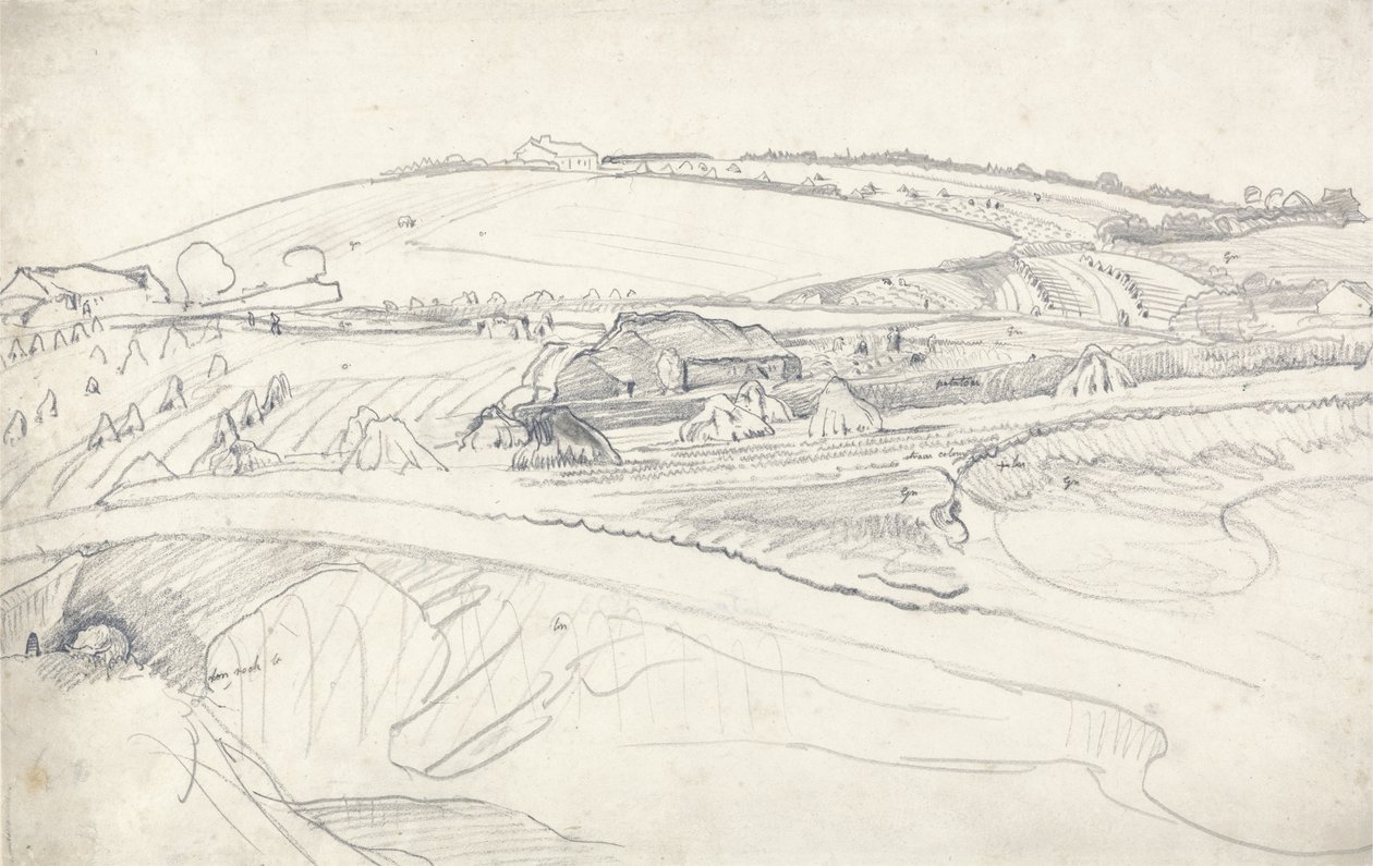 Landschaft mit Bauernhof und Getreidegarben von James Ward