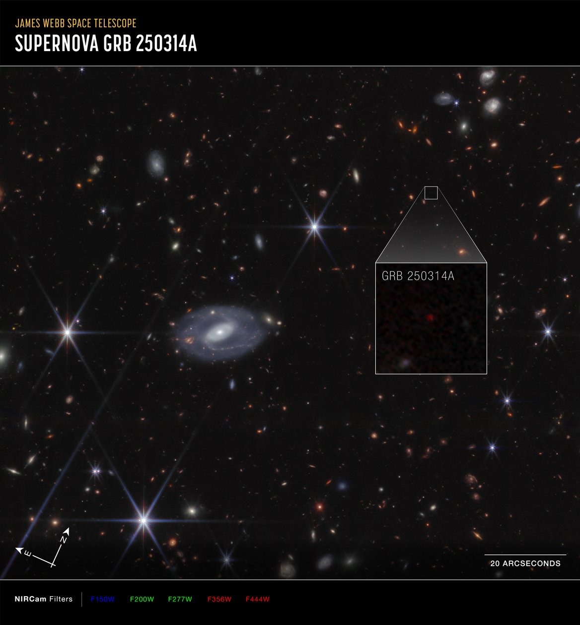 GRB 250314A Detailansicht von James Webb Space Telescope (NASA)