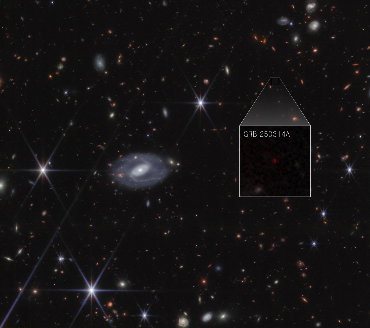 GRB 250314A Detailansicht von James Webb Space Telescope (NASA)