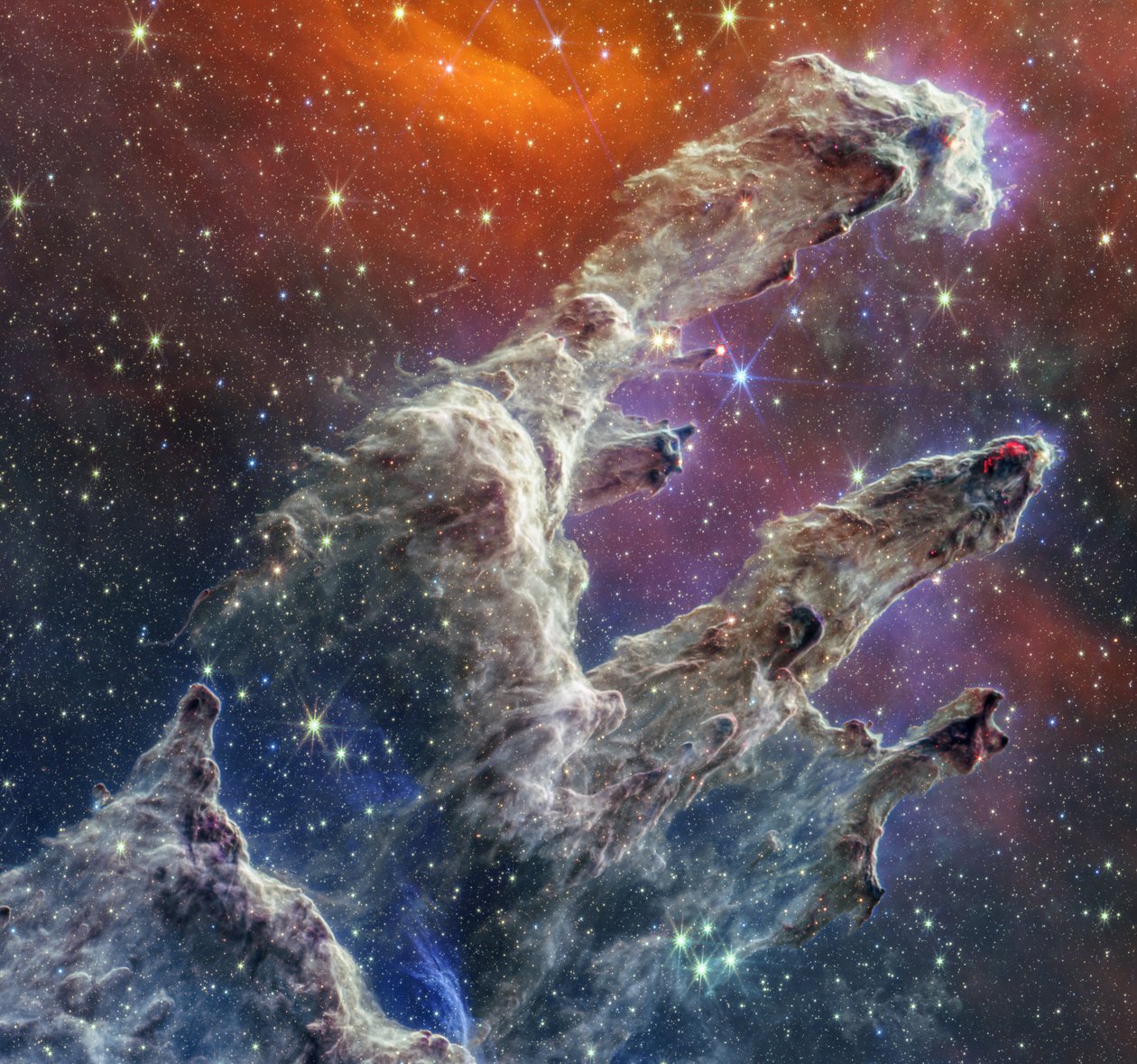 Säulen der Schöpfung (NIRCam und MIRI Komposit) von James Webb Space Telescope (NASA)