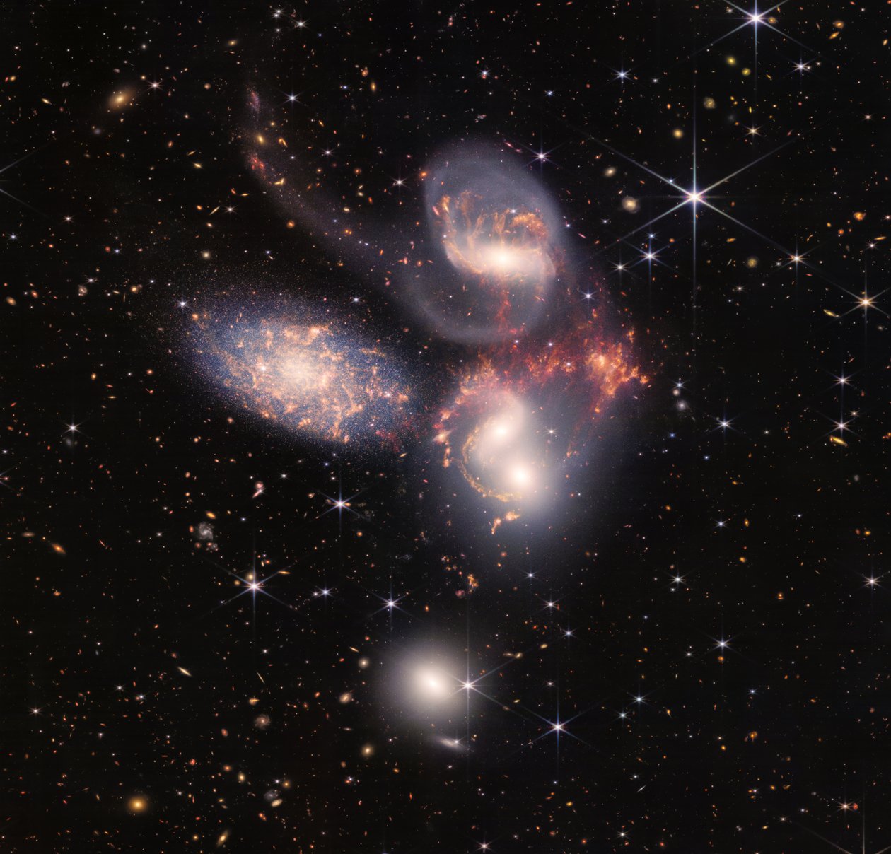 Stephans Quintett (NIRCam und MIRI) von James Webb Space Telescope (NASA)