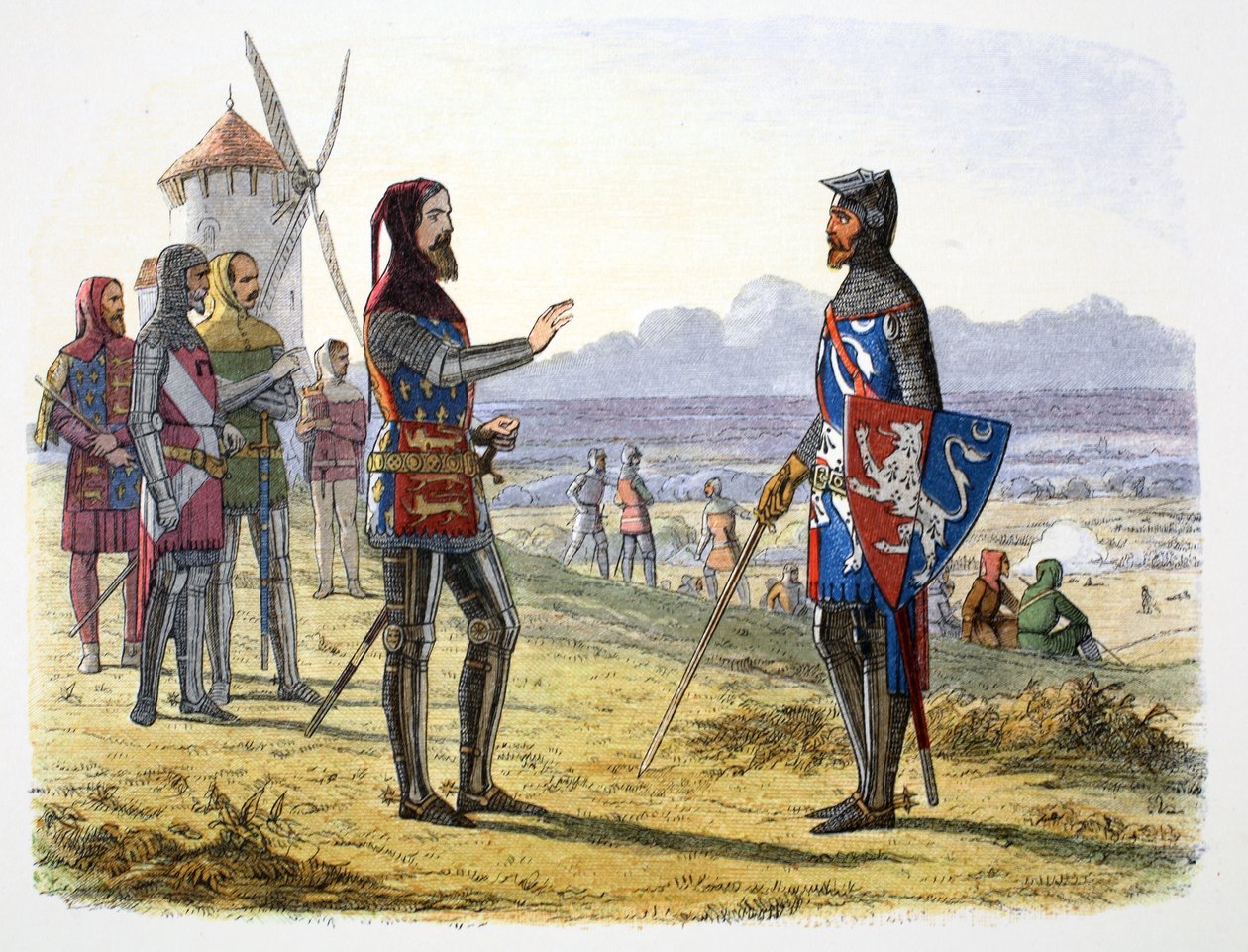 König Eduard III. verweigert seinem Sohn Hilfe in der Schlacht von Crecy, Frankreich, 1346, 1864 von James William Edmund Doyle
