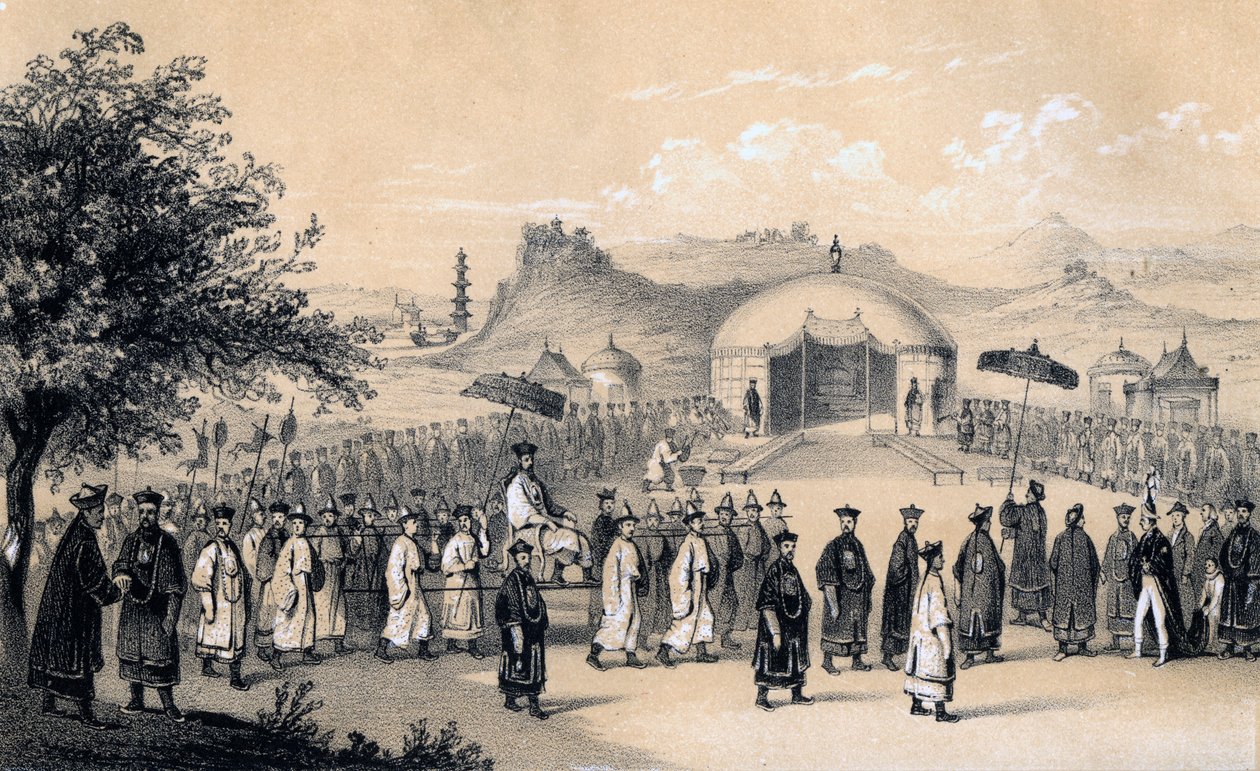 Annäherung des Kaisers von China, um den britischen Botschafter zu empfangen, 1847 von James William Giles