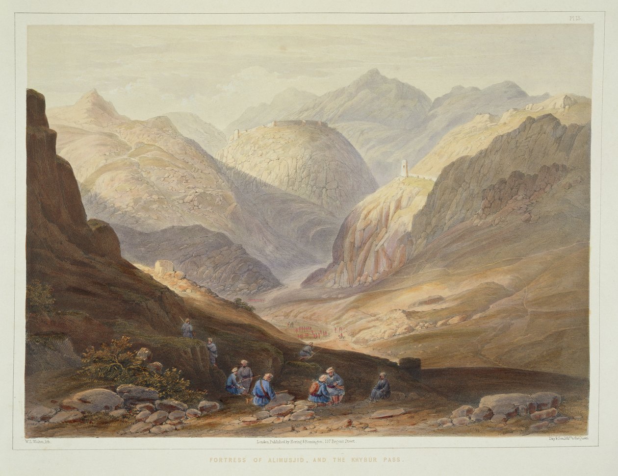 Festung von Alimusjid und der Khybur-Pass, Tafel 13 aus Scenery ...