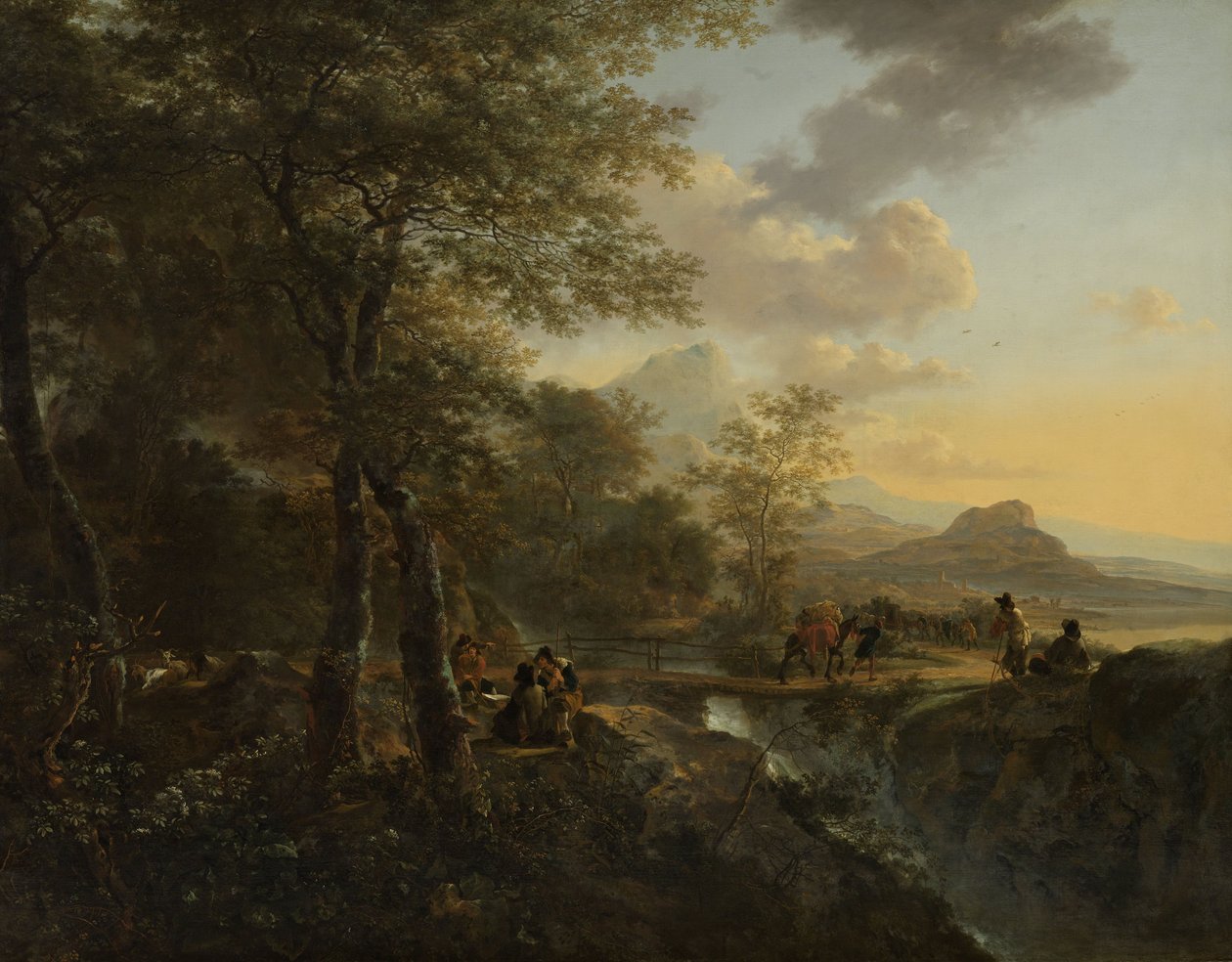 Italienische Landschaft mit einem Zeichner, ca. 1650-52 von Jan Dirksz Both