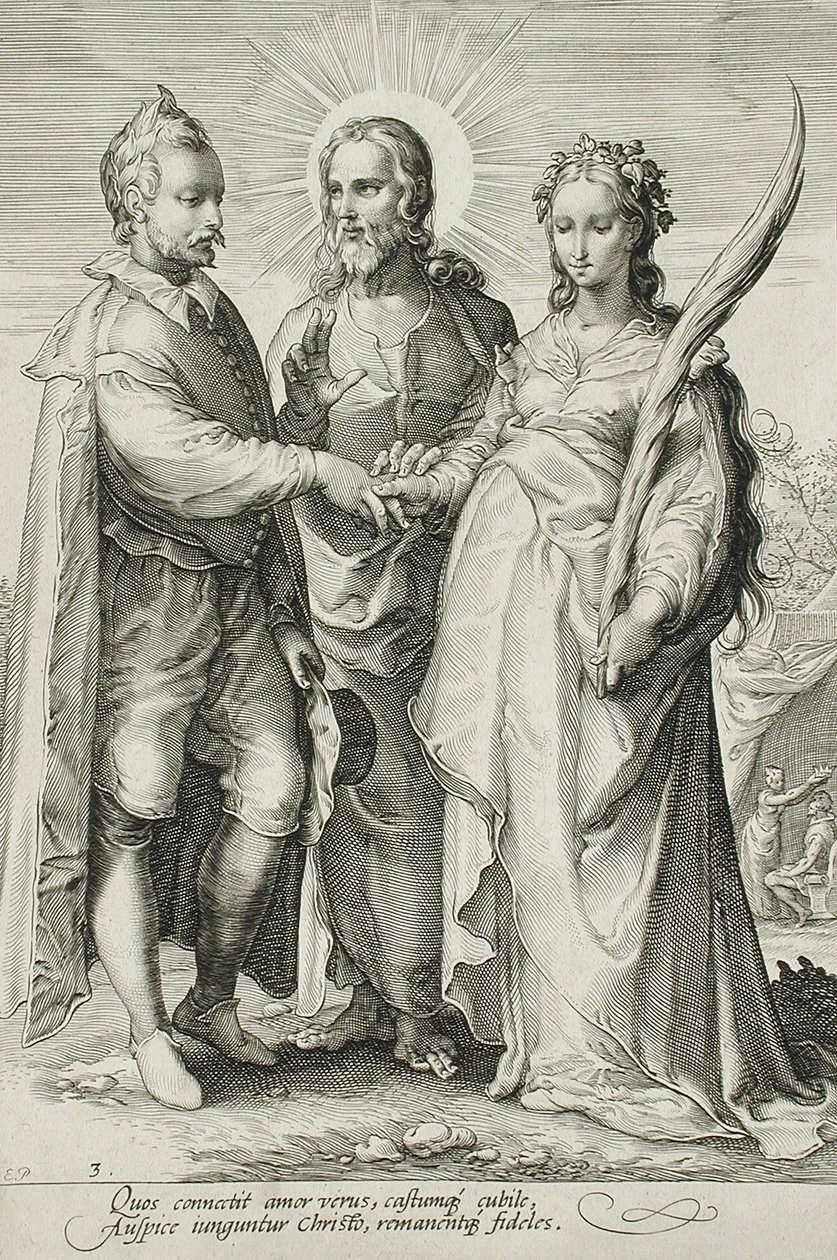 Die christliche Ehe, Platte 3 der Ehe-Trilogie, ca. 1594 von Jan Saenredam