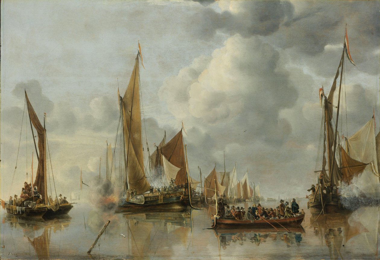 Die Heimatflotte salutiert die Staatsbarke von Jan van de Cappelle