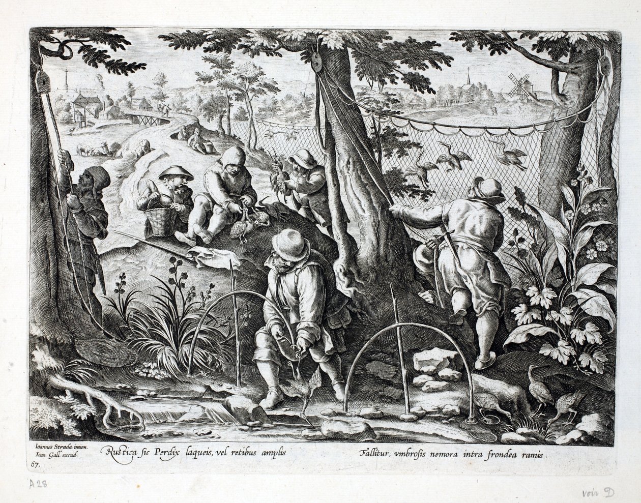 Vogeljäger, die Fallen benutzen, um Rebhühner zu fangen, Illustration aus 