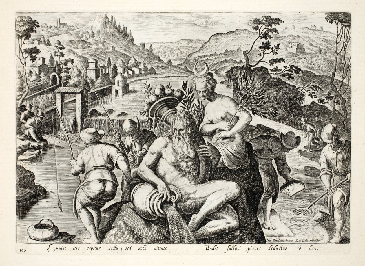 Methode des Fischfangs mit einer Angelrute, Illustration aus 