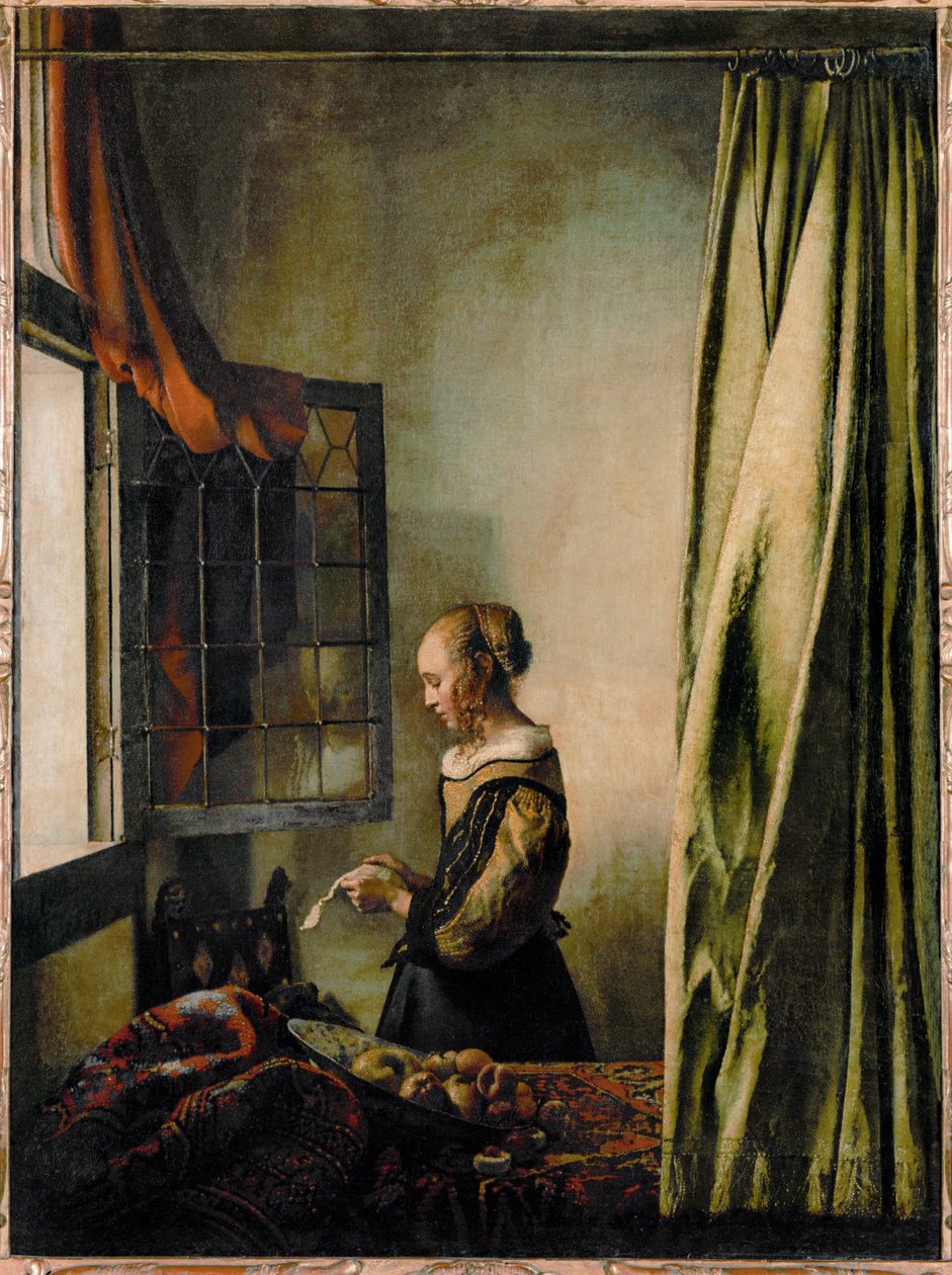Frau, die einen Brief am offenen Fenster liest von Jan (1632-75) Vermeer