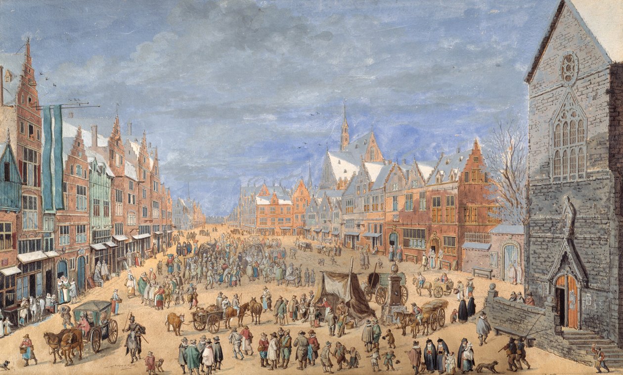 Ein Dorfstraße mit einem Gasthaus im Frühling (Gouache auf Papier) von Jan (follower of) Brueghel