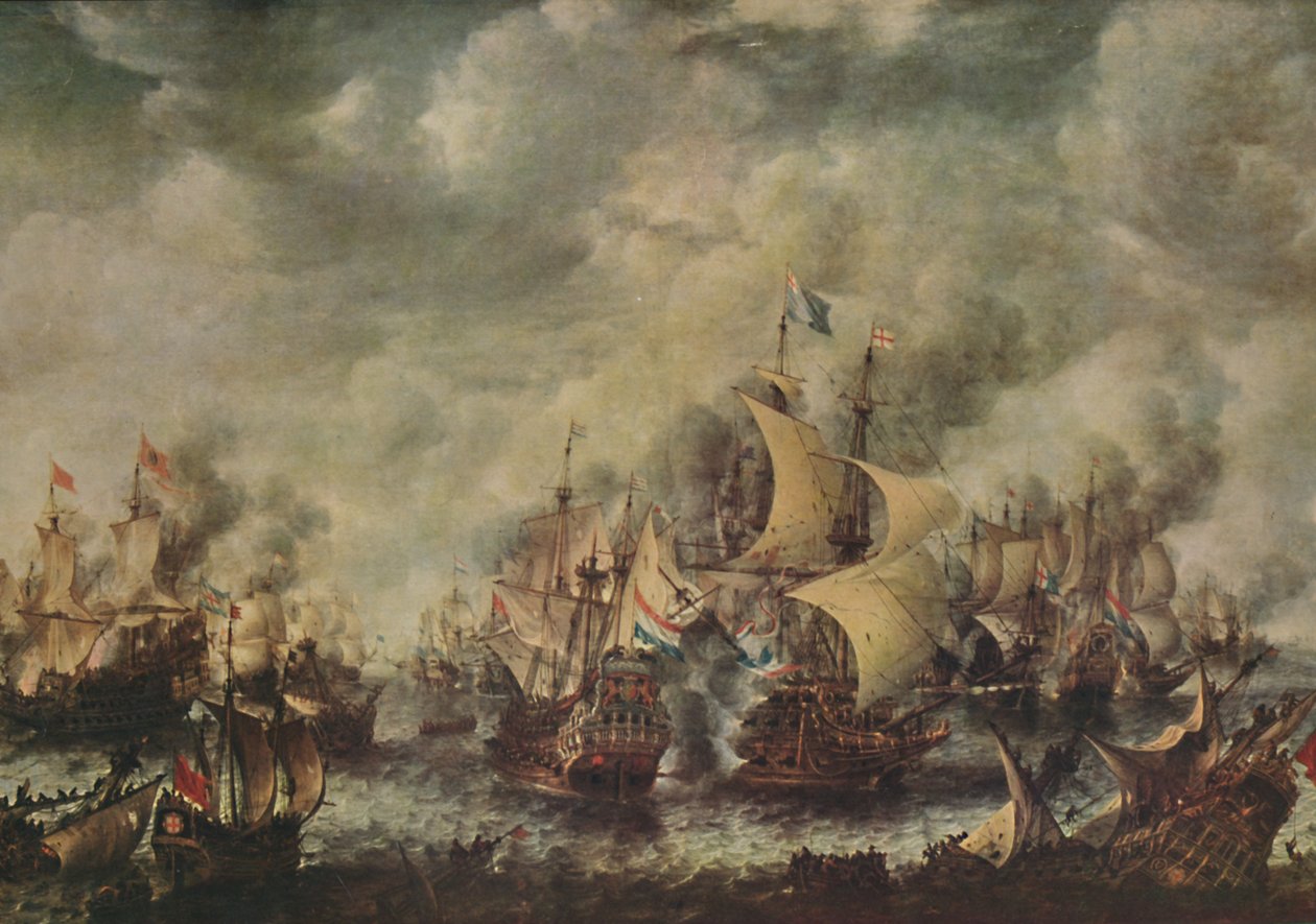 Seeschlacht zwischen den Engländern und den Niederländern vor Ter Heyde, August 1653 von Jan Abrahamsz. Beerstraten