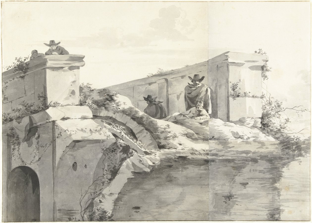 Ansicht des Randes der Ponte Rotto in Rom von Jan Asselijn (copy after)