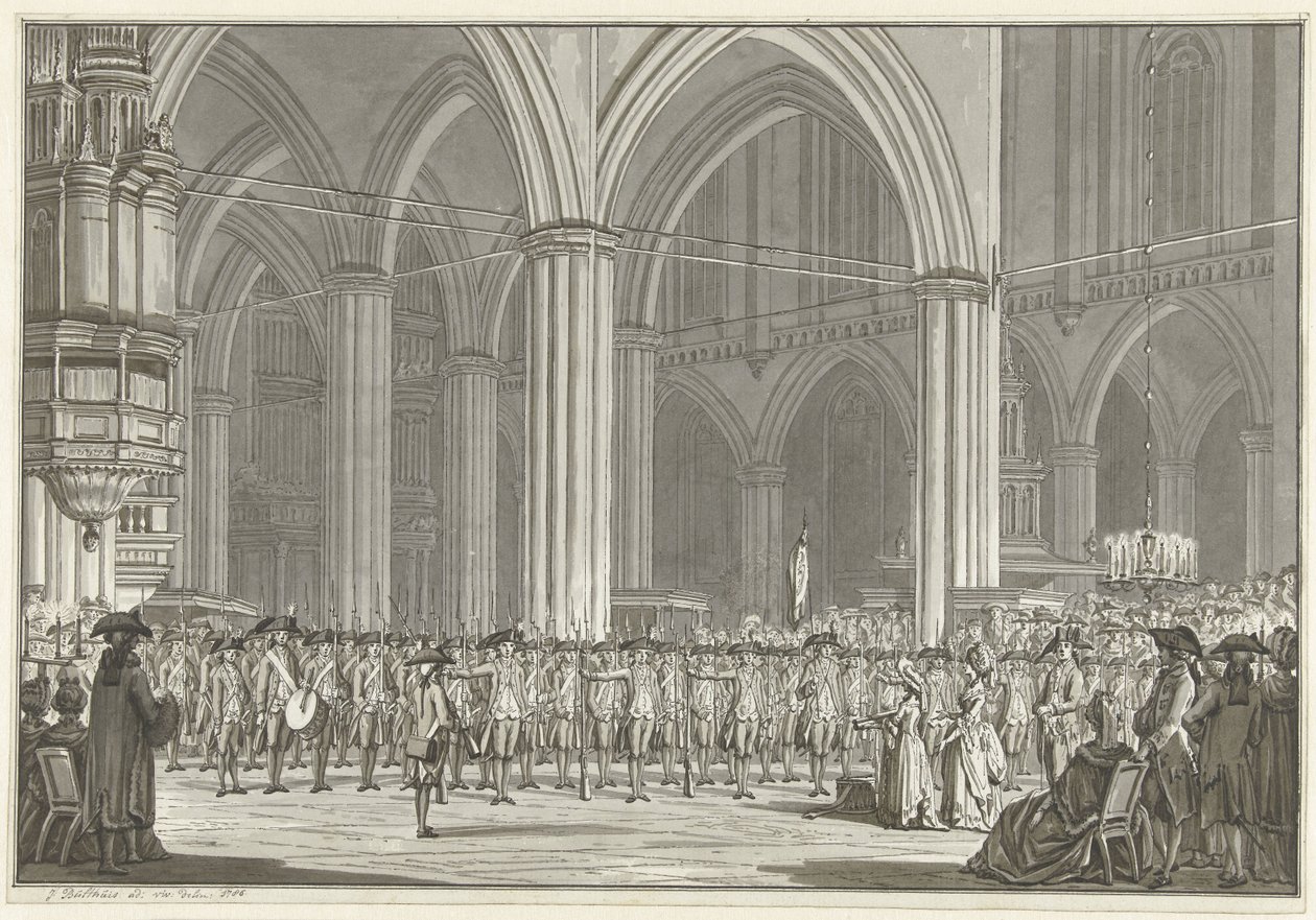 Gesellschaft Pro Patria in der Neuen Kirche, 1786 von Jan Bulthuis (signed by artist)