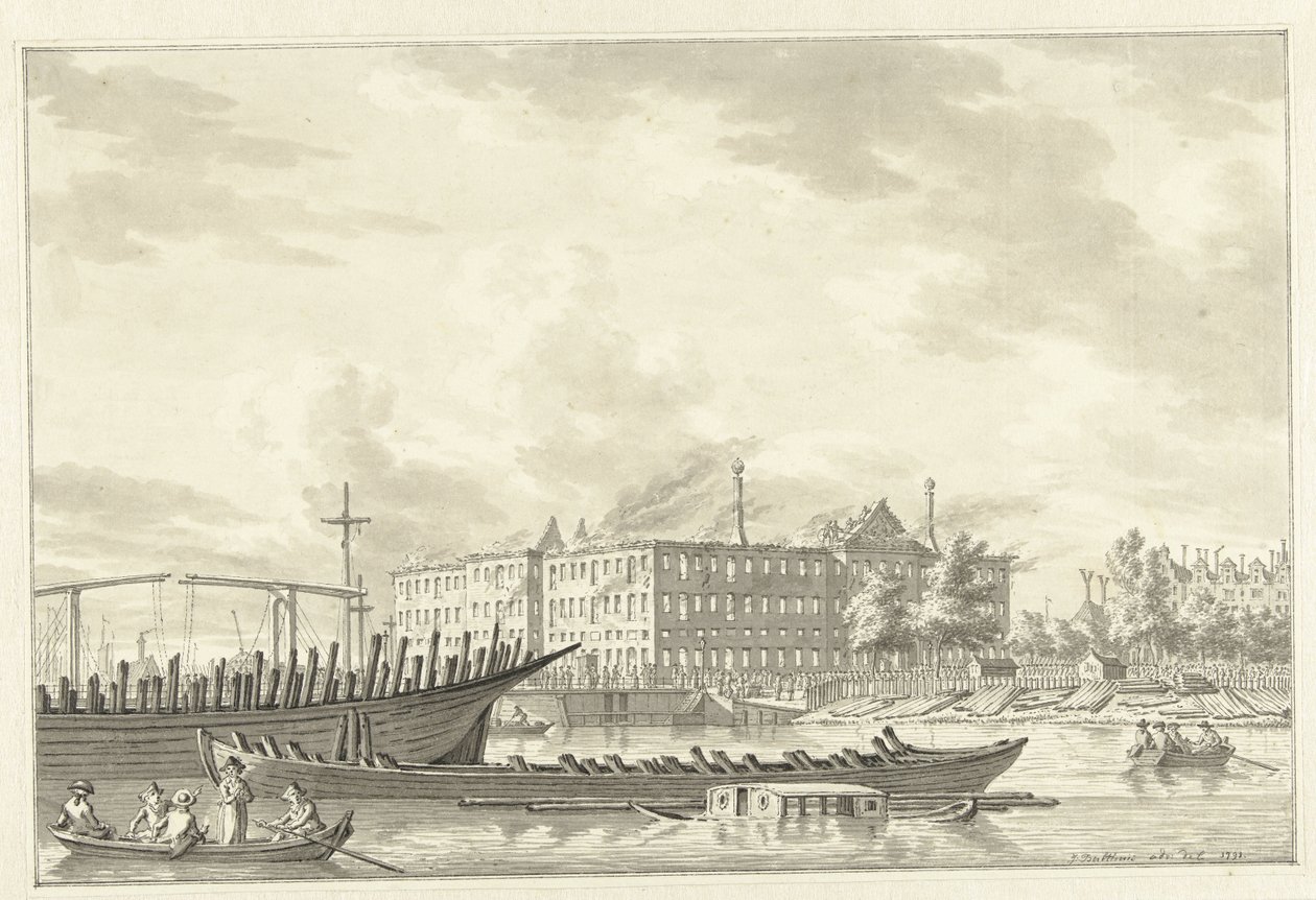 Das Landesmarinemagazin nach dem Brand, 1791 von Jan Bulthuis (signed by artist)