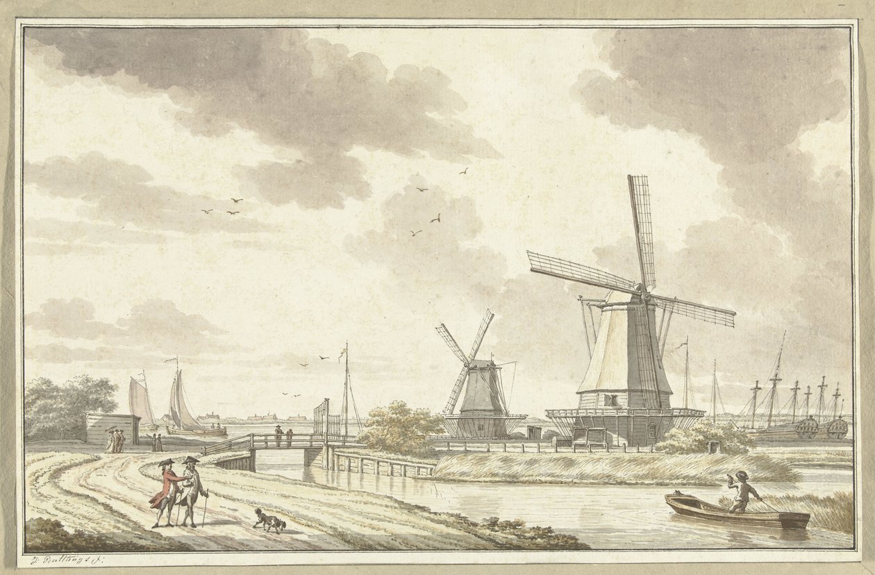 Ansicht an der Zandhoek, außerhalb der Haarlemmerpoort in Amsterdam von Jan Bulthuis